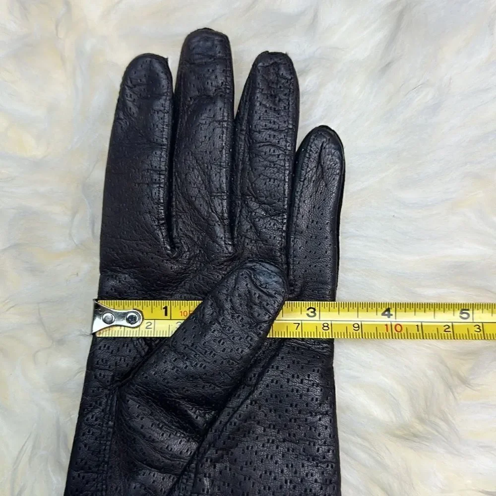 Vintage Brown Leather Gloves Knit Lining Made in Italy Size 6 1/2